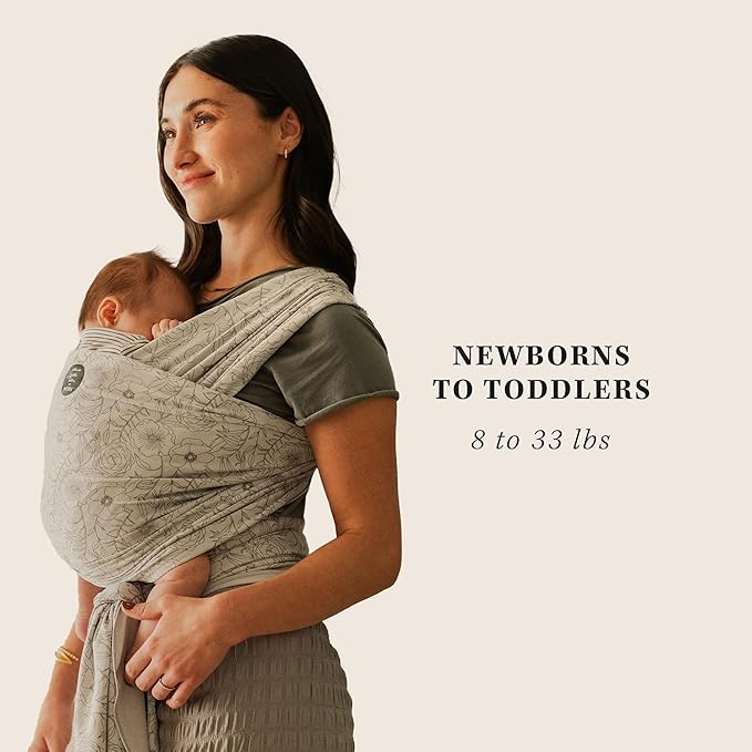 Moby Baby Wrap Carrier Classic by Petunia Pickle Bottom for Newborns to Toddlers (8-33lbs), Infant Sling Carrier, Lightweight & Hands Free Design, Adjustable for All Body Types (Seaside Poppies)