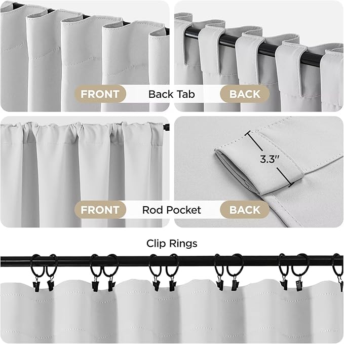 Joydeco 108 Inch 60% Blackout White Curtains 2 Panels,Elegant Soft Sheer Curtains for Bedroom,Thermal Insulated Black Out Drapes for Living Room,Rod Pocket Back Tab Drapes(W37xL108 Inch,Greyish White)