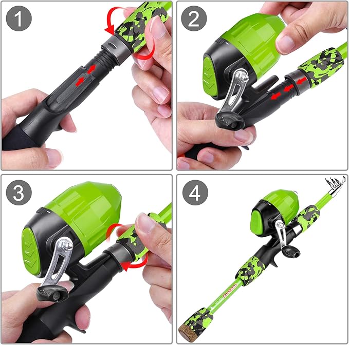 ODDSPRO Kids Fishing Pole Pink, Portable Telescopic Fishing Rod and Reel Combo Kit - with Spincast Fishing Reel Tackle Box for Girls, Youth