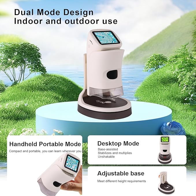 Microscope for Kids, 1000x Handheld, 2.0-inch Color Screen, Portable Educational Gift, Children's Microscope for 8-12 Year Olds