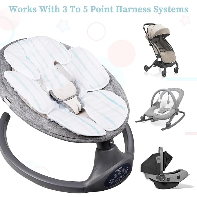 Pea Pod Baby Cushion, 2 in 1 Baby Swings Insert or Girls Extra Soft Breathable Cushion, Compatible for Strollers, and Bouncers, Striped Pattern