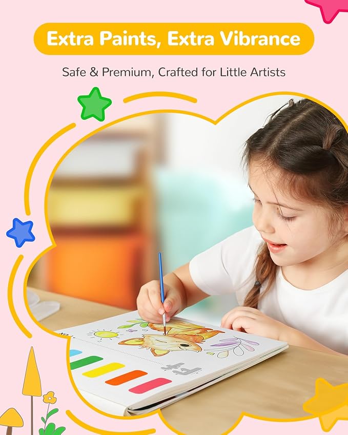 TECJOE Paint with Water Coloring Books for Toddlers, A to Z 26 Pages Animal Watercolor Paint Set with 3 Brushes, Mess Free Painting Activity for Kids Ages 4 5 6 7 8, Christmas Gifts Arts & Crafts Toy