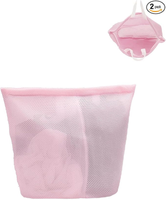 laundry bag with handles mesh laundry bags washing machine laundry totes travel storage and sorting bag for Clothes laundry bag for delicates(Pink)