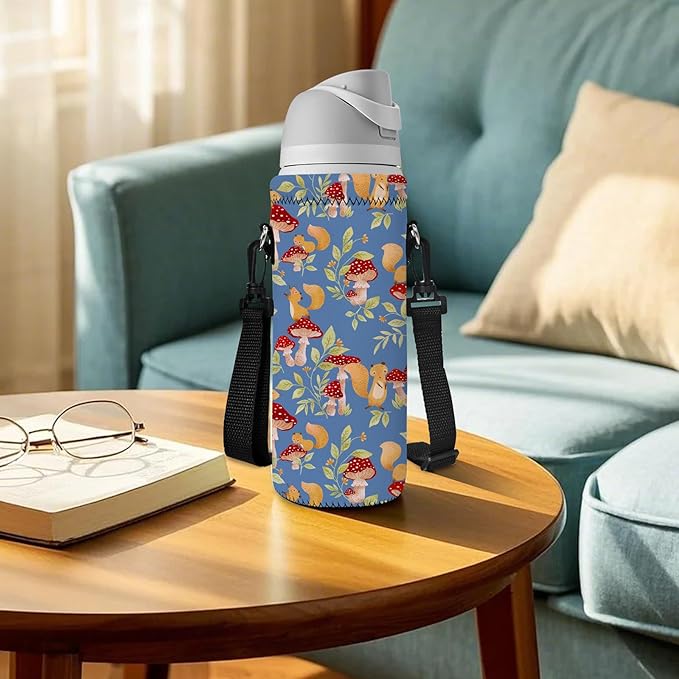 Neoprene Water Bottle Carrier Bag with Adjustable Shoulder Strap for Men Women Walking Hiking,Portable Insulated Holder Case for Stainless Steel/Glass/Plastic Bottles