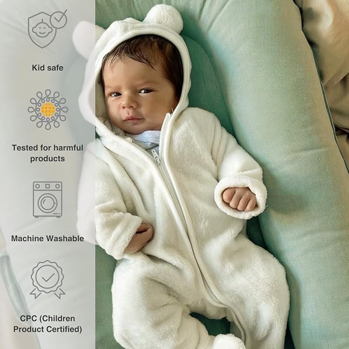 Infant Lounger, Baby Nest Cover for Baby Girls & Boys, Newborn Essentials for Baby 0-18 Months, 100% Cotton Breathable (Spring Green)