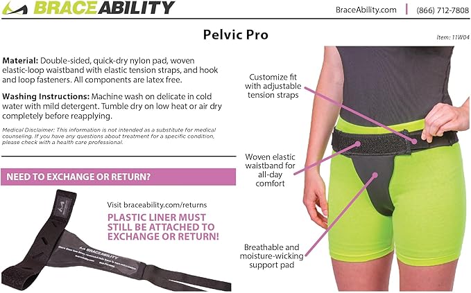 BraceAbility Pelvic Pro - Patented Prolapsed Uterus Support Belt - Women's Brace for Treating Dropped Bladder, Uterine Prolapse, Vulvar Varicosities, Postpartum and Symphysis Pubis Dysfunction (S)