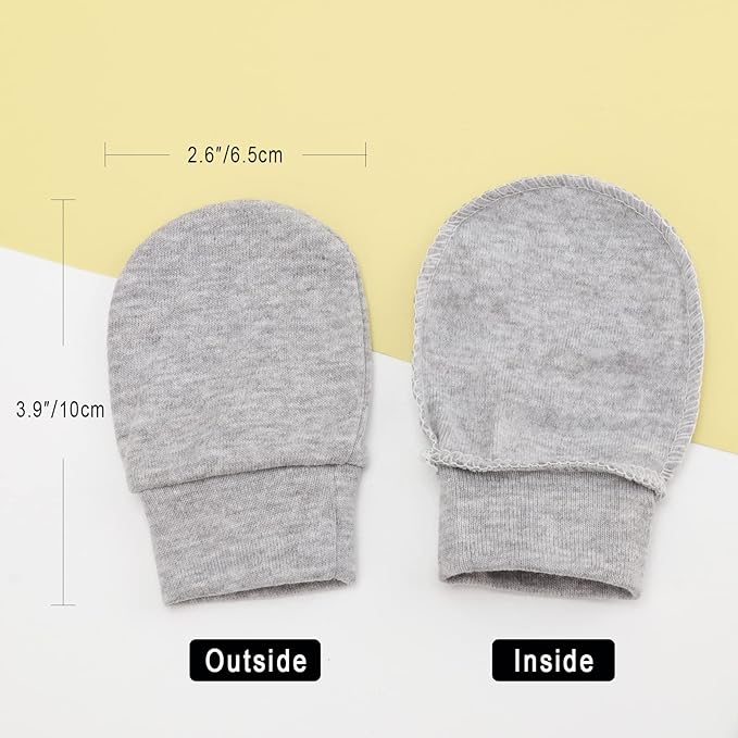 BQUBO Newborn Infant Toddler Mittens No Scratch Cotton Elastic Wrist Gloves Hypoallergenic for 0-6 Months Baby Boys Girls