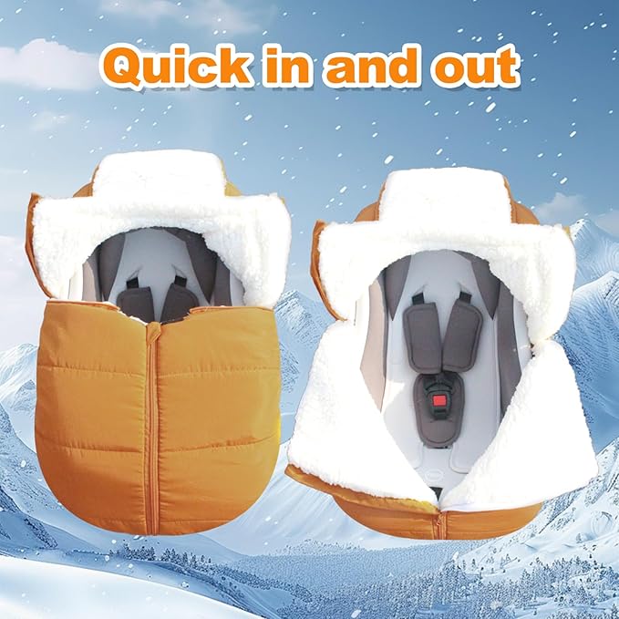 Fairy Baby Winter Car Seat Cover for Babies Carseat– Waterproof, Warm Car Seat Cover Baby – Universal Winter Cover for Back Seat, Infant Car Seat Cover (Brown)