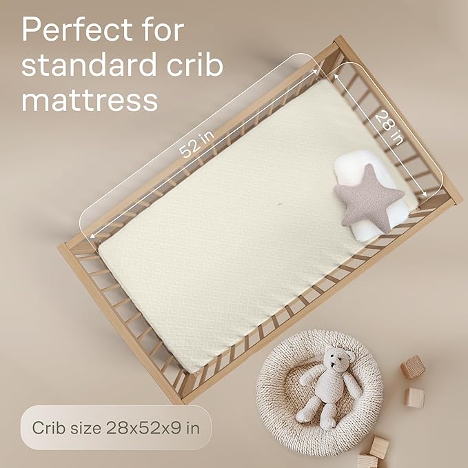 Niagara 1 Pack Viscose Made from Bamboo 100% Waterproof Crib Mattress Protector, Soft Breathable Crib Mattress Protector with Deep Pocket, Crib Mattress Pad for Toddler and Baby (52x28, Beige)