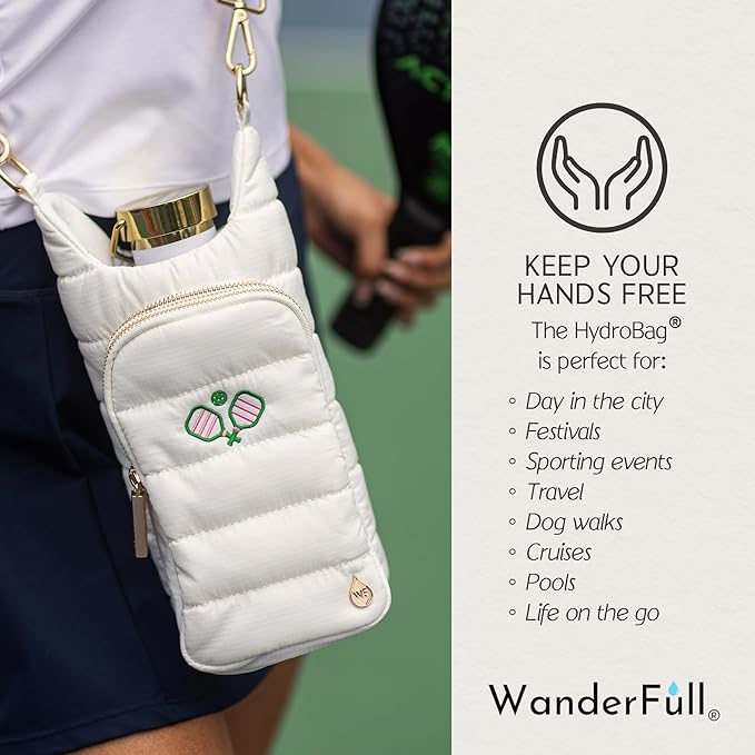 WanderFull® Original HydroBag® Collection, Water Bottle Holder w/Strap & Phone Pocket, Hands-Free Crossbody Water Bottle Bag