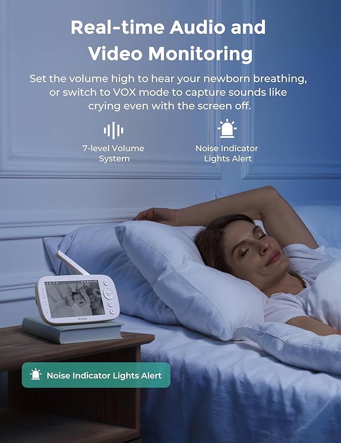 NovaView Video Baby Monitor with 2 Cameras - 5” 1080P HD Screen, Ultra-Low Radiation, 5000mAh Battery, Night Vision, Real-Time/VOX, 2X/4X Zoom, Pan & Tilt, 1000ft Range, 2-Way Audio, No WiFi