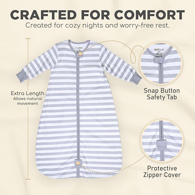 Mama Cheetah Baby Sleep Sack with Sleeves, 0.5 TOG Organic Cotton Wearable Blanket and Two-Way Zipper, Swaddle Transition Long Sleeve Sleeping Bag for Newborn Infant Toddler, 24-48 Months