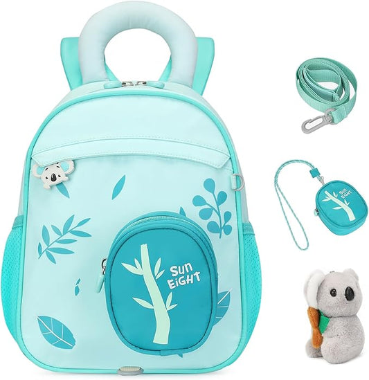 SUN EIGHT Kids Backpack with Plush Toy – Cute & Durable School Bag for Toddlers and Kindergarten