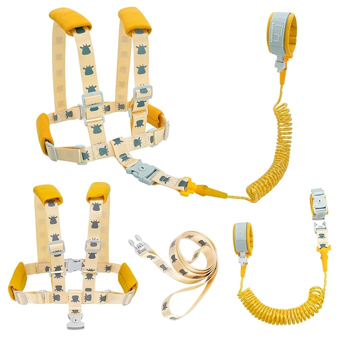 Toddler Leashes + Anti Lost Wrist Link for Kids, 4 in 1 Kid Harness Backpack Leash for Girls Boys, Reflective Kids Anti Lost Leash Cute Baby Harness Belt Strap Foldable Child Safety Leash for Park Zoo