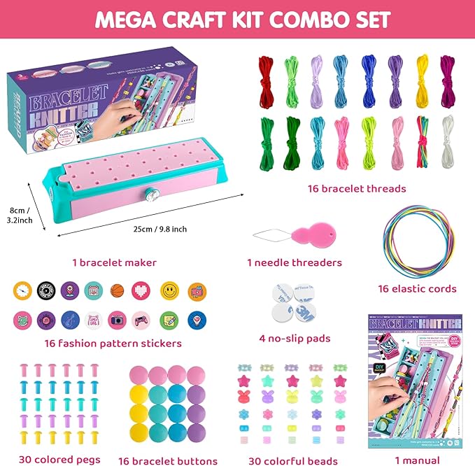 Arts and Crafts for Kids Age 8-12, Friendship Bracelet Making Kit for Girls, DIY Jewelry String Maker Kit Toys, Bracelets Maker Craft, Christmas Birthday Gifts for Ages 6 7 8 9 10 11 12 Year Old