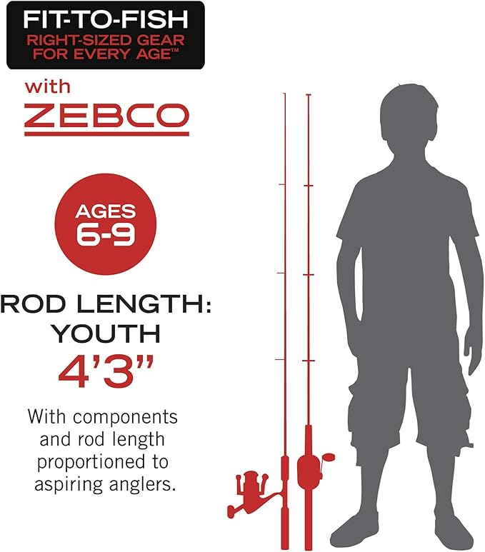 Zebco Splash Junior Spinning Reel and Fishing Rod Combo, 4-Foot 2-Piece Fishing Pole, Size 10 Reel, Changeable Right- or Left-Hand Retrieve, Pre-Spooled with 6-Pound Zebco Line