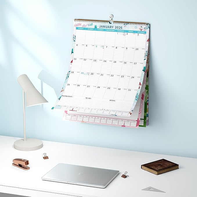 Wall Calendar 2025-2026 Large with Spiral Bound, 18 Month Big Calendar from Jul 2025 to Dec 2026, Vertical Large Monthly Desk Calendar 2025-2026 for Wall, Calendario 2026 (17"x22")