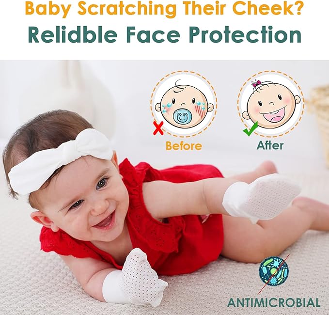 Baby Anti Scratch Mittens - No Scratch Mittens for Boys & Girls (6-12 Months) - 6 Pairs