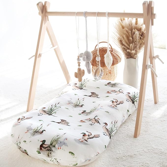 LifeTree Muslin Baby Lounger Cover, Newborn Slipcover Lounger Cover for Boys Girls Infant, Soft 70% Viscose from Bamboo and 30% Cotton, 1 Pack Cover Only, MallardDuck Pattern