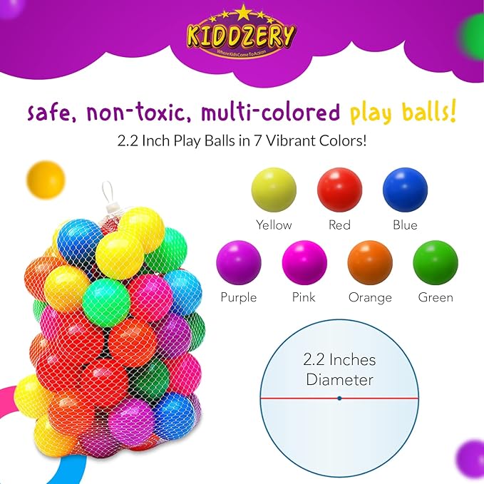 Kids Ball Pit Pop Up Large Tent for Toddlers - Indoor & Outdoor Gift Toys for Infants Girls & Boys, Baby Playpen with Zippered Storage Bag, 50 BallPit Balls Included