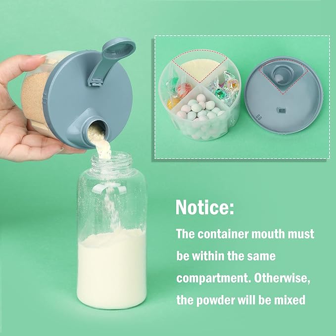 Accmor Baby Formula Dispenser On The Go, Non-Spill Rotating Four-Compartment Formula Container to Go, Milk Powder Kids Snack Container for Infant Toddler Travel Outdoor, Blue, 2 Pack