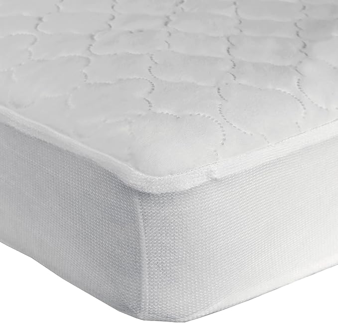 Sealy Baby Stain Protect Antimicrobial Fitted Waterproof Infant Crib Mattress Protector Pad and Toddler Bed Cover, Durable and Comfortable Topper, Machine Washable & Dryer Friendly, 52” x 28”- White