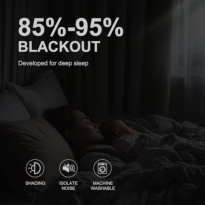 NICETOWN Plylux Blackout Curtains 95" Long for Office Dining Room, Thermal Insulated Sound Reducing Light Block Curtain Panels for Bedroom Modern Room Decorative (52" Wide, 2 Pieces, Sand)