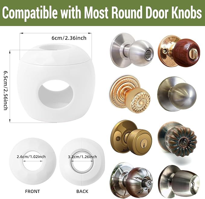 Child Safety Door Knob Covers Reusable Baby Proof Door Knob Locks Baby Proof Door Handle Protector for Kids Universal Fit Easy Grip Lockable Design No Tools Needed (10 Pcs)