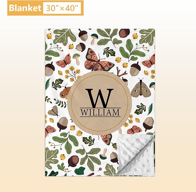 Personalized Crib Bedding Set, 5 Pcs Custom Nursery Bedding Sets with Name, Infant Bedding Set for Baby Boy Girl, Mushroom Double Layer Baby Crib Set, Babies Toddlers Kids Customized Gifts