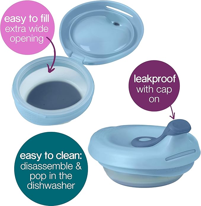 b.box Fill + Feed (Lullaby Blue) | Reusable Baby Food Pouch | For Babies & Toddlers 4m+ | Silicone/Nylon Pouch, BPA-Free Lid | Dishwasher & Microwave Safe | 110mL (3.7oz, ½ Cup) Capacity