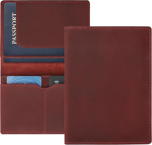 Jack&Chris Leather Passport Holder, Handmade Passport cover, Travel Wallet Cover Case for Men and Women, Leather Travel Documents Organizer Protector, JC107