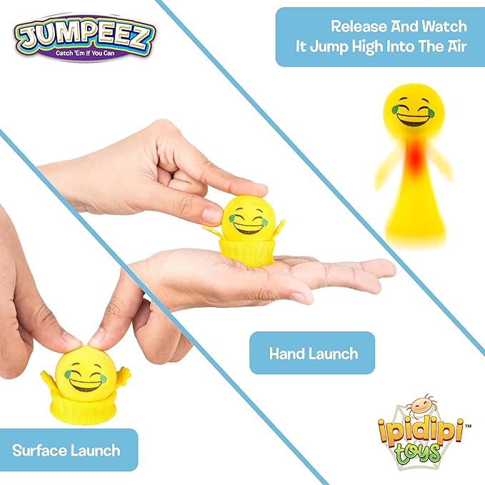 IPIDIPI TOYS Jumping Poppers LED, Pack of 24 – Spring Launcher Light Up Toys for Kids - Fun Party Favors, Goodie Bag Stuffers, Classroom Rewards, Birthday Games, and Holiday Prizes