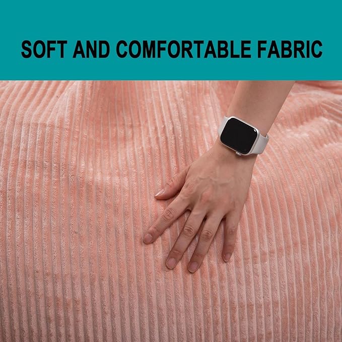 Classic Bean Bag Chair, with Faux Rabbit Fur Cover for Teens and Kids, Memory Foam Bean Bag Chairs, Ultra Soft Faux Fur Fabric, 2.5 feet Round Fluffy Bean Bag Sofa