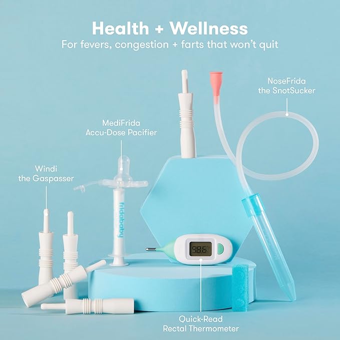 Frida Baby Ultimate Baby Kit, 10 piece New Born Essentials Gift Set Includes Wellness Sick Day, Gas Relief, Grooming Tools & Teething Toys