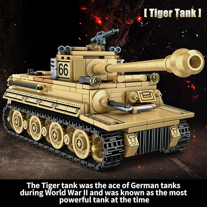 1030 Piece WW2 Army Tanks Toy Building Sets,Create a German Panzer 38T and a German Tiger Tank Toys,Adult Collectible Model Tanks Sets to Build,Christmas Birthday Gifts for Boys,Teens,Adults