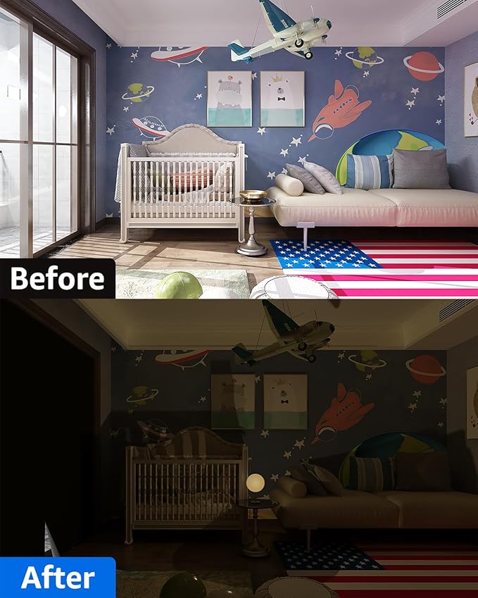 Sumobaby Blackout Curtains for Bedroom Portable 27"x36",No Drill Black Out Shades with Upgraded Hook&Loop Tapes,100% Blackout Window Cover,Thermal Insulated Blinds for Bedroom,Nursery(1 Panel,Black)