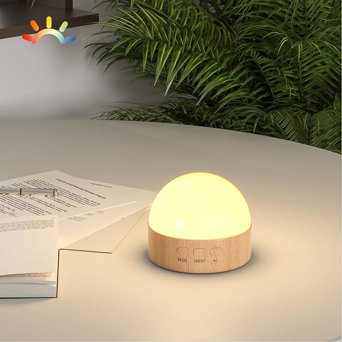 Kintion Night Light, Dimmable 8 Color Portable LED Night Light, 1800mAh Rechargeable Nursery Light Lamp, Soft Eye Caring Warm White, White, Red, Blue, Green Color Lighting for Sleep Aid (Brown, 1pcs)