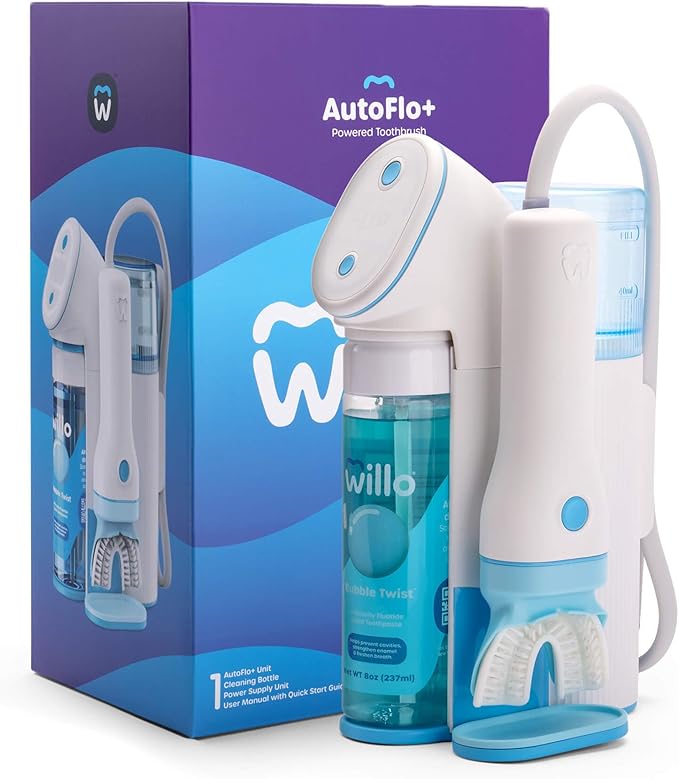 Willo Fully Automatic Kids U-Shaped Electric Toothbrush - 2 Brushing Timers, Deep-Cleans, Consistent Results, Eliminates Brushing Mistakes - Bubble Twist (Small - Kids Ages 5-7 Years)