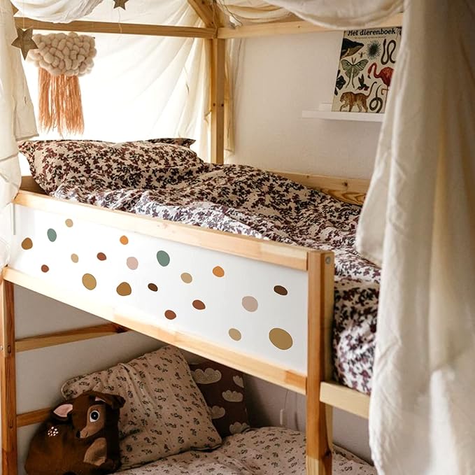 Boho Polka Dot Wall Decals 42 PCS, Boho Wall Sticker for Girls Room Living and Playroom Nursery, Removable Wall Decals Kids Room Decor Vinyl Murals DIY Cute Decorations (6 Sheets)