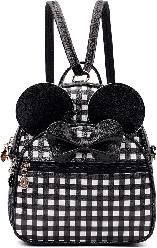 KL928 Girls Bowknot Polka Dot Cute Mini Backpack Small Daypacks Convertible Shoulder Bag Purse for Women