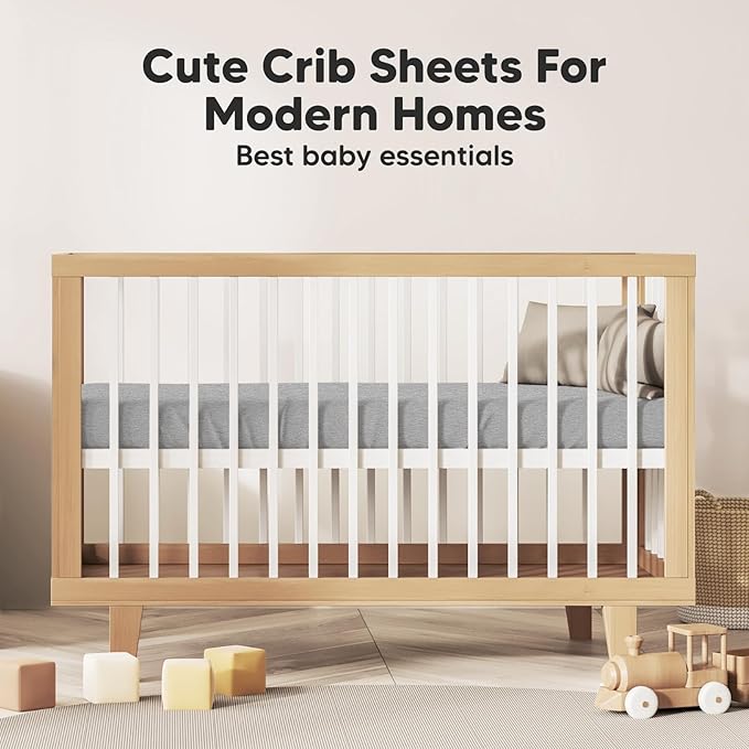 KeaBabies 2-Pack Organic Crib Sheets for Boys, Girls - 52x28 Fitted Crib Mattress Sheet Neutral, Breathable Jersey Cotton Cover for Baby Bed, Toddler Mattress, Soft & Cute Prints (Storm)