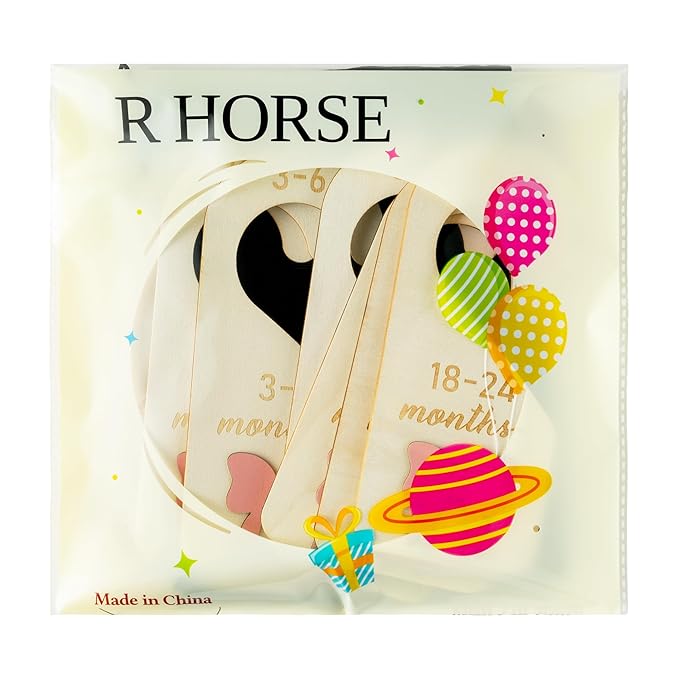 R HORSE Wooden Baby Closet Dividers - 8Pcs 3D Coquette Pink Bow Baby Closet Organizer Double-Sided Newborn Clothes Size Hanger Dividers Nursery Birthday Gift for Boy Girl (0-24 Months)