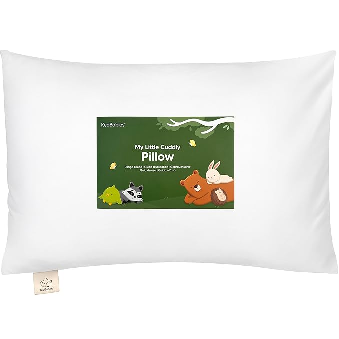 Toddler Pillow with Pillowcase - 13x18 My Little Cuddly Pillow, Viscose Derived From Bamboo Nursery Toddler Pillows for Sleeping,Kids Pillow,Small Travel Pillows,Mini Toddler Bed Pillow (Soft White)