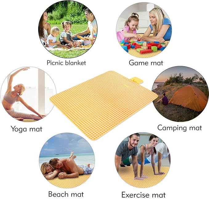 Picnic Blanket Beach Mat Extra Large Sandproof Waterproof Camping Blanket Portable Travel Blanket Play Mat for Outdoor Indoor Family Women Men Kids Beach BBQ Park Grass, 79"x57"