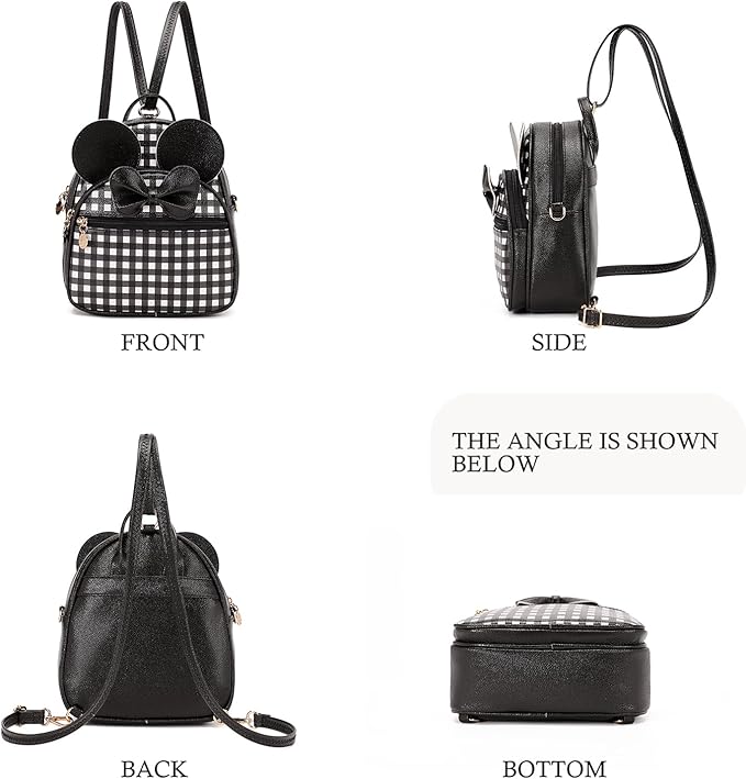 KL928 Girls Bowknot Polka Dot Cute Mini Backpack Small Daypacks Convertible Shoulder Bag Purse for Women