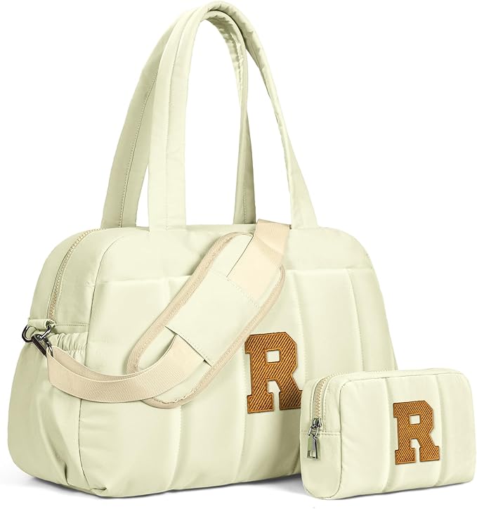 Duffle Bag for Travel Women, Travel Bags，Monogram Gifts-Initial Overnight Bag with Wet Pocket，Lightweight Weekender Bags Personalized Gym Tote with Makeup Pouch