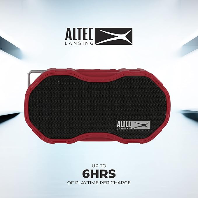 Altec Lansing Baby Boom XL - Waterproof Bluetooth Speaker, Wireless & Portable Speaker for Travel & Outdoor Use, Deep Bass & Loud Sound, 1 Pack, Red