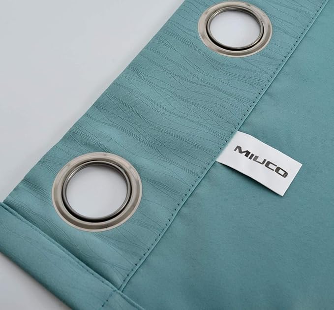 MIUCO Blackout Curtains Room Darkening Curtains Textured Grommet Curtains for Window Treatment 2 Panels 52x63 Inch Long Teal