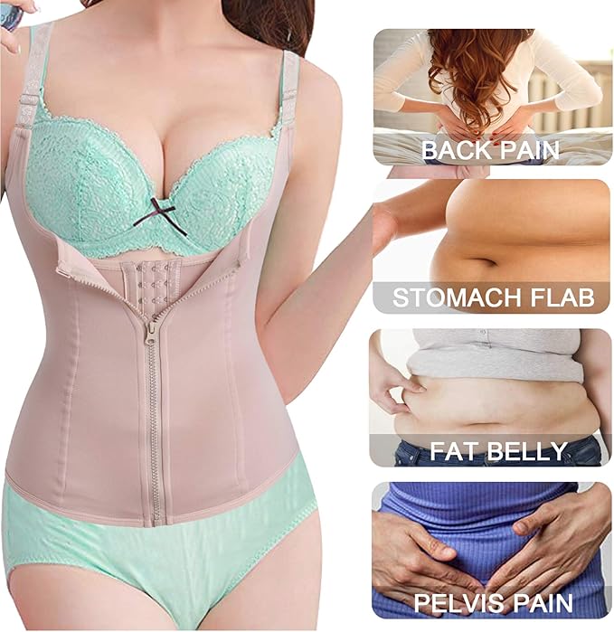 URSEXYLY Maternity Support Belt Postpartum Waist Trainer Shapewear Recovery Waist Cincher Beige