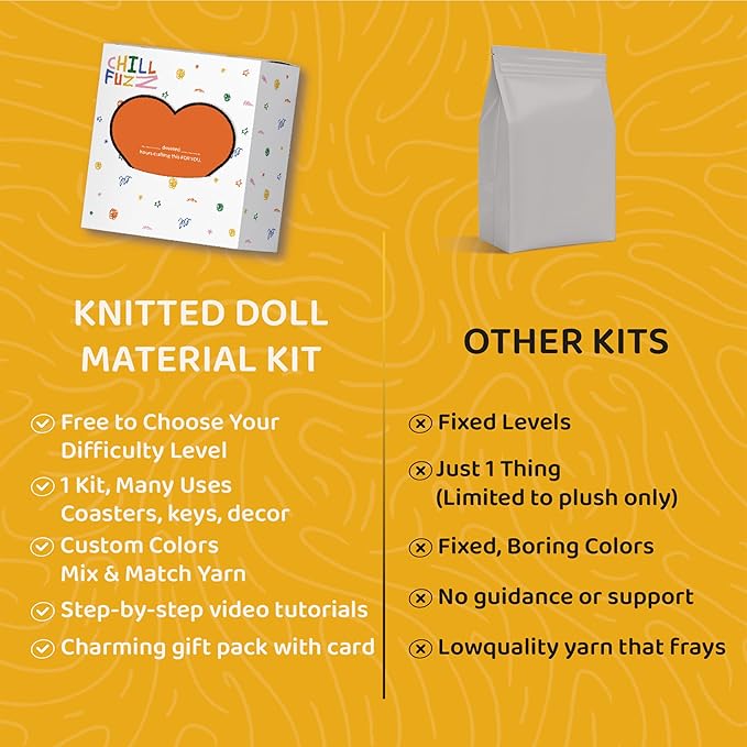 ChillFuzz Animal Crochet Kit Beginner Crochet Kit for Adults and Kids with Yarn Hook and Instructions Fun DIY Craft Gift Yoga Cat